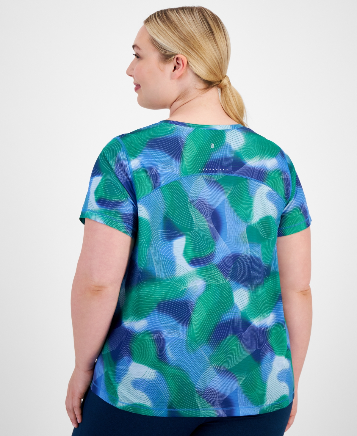 Id Ideology Plus Size Birdseye-Mesh Short-Sleeve Top, Created for Macy's