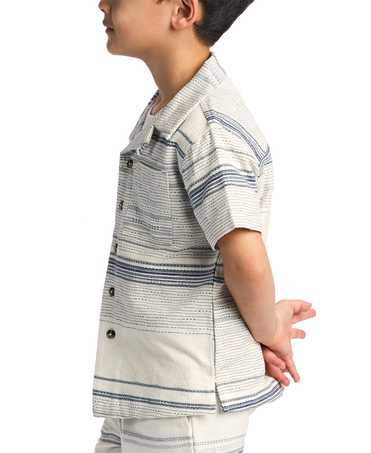 Shop Sovereign Code Big Boys Textured Striped Button-down Shirt In White Stripe