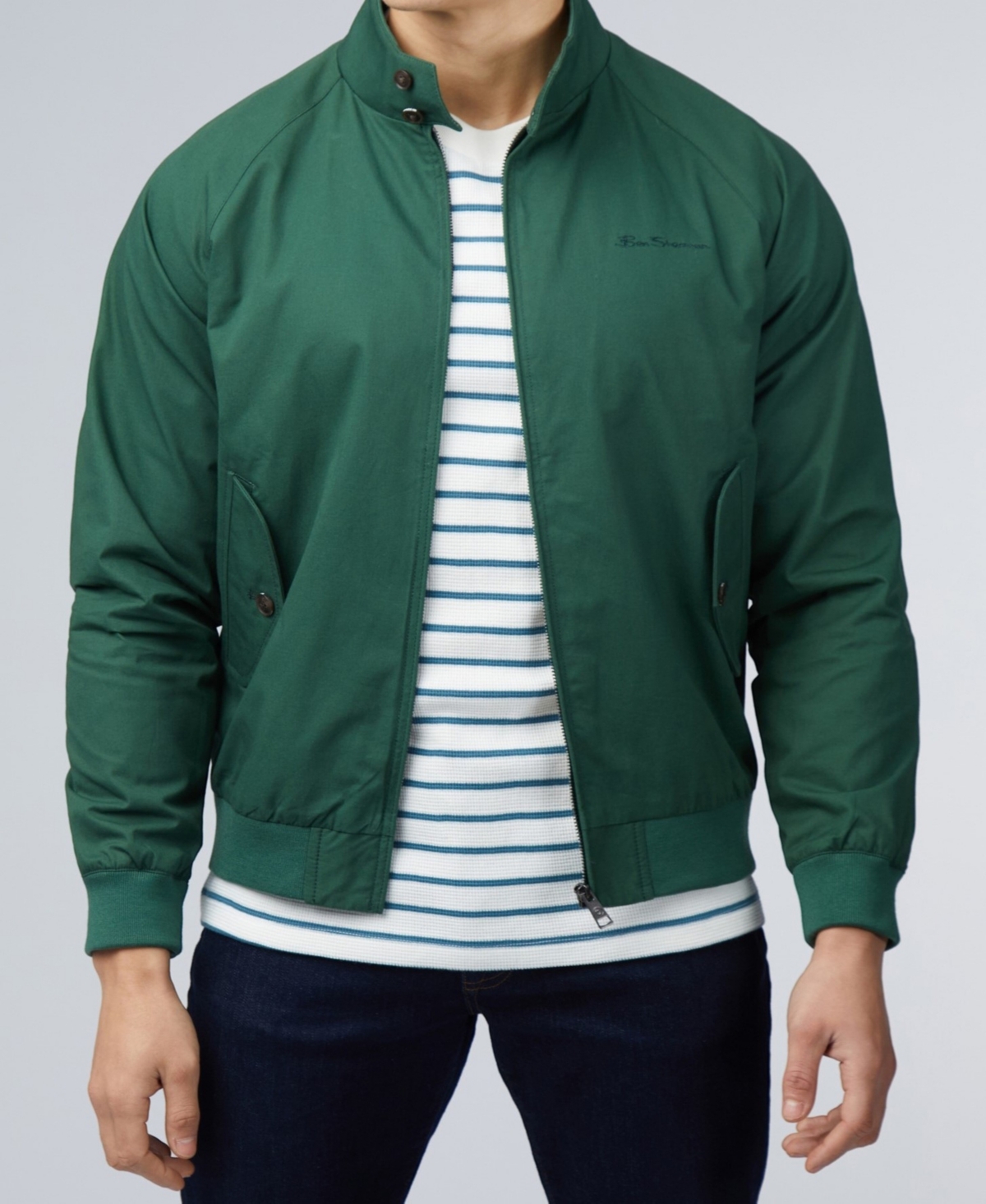 Men's Signature Harrington Long Sleeve Jacket - Green