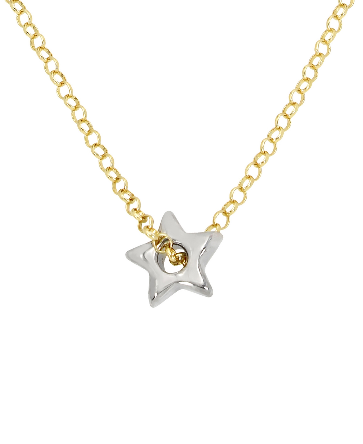 Shop Steve Madden Two-tone Puffy Star Pendant Necklace In Twotone