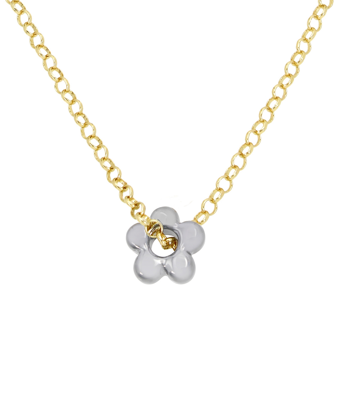 Shop Steve Madden Two-tone Puffy Flower Pendant Necklace In Twotone