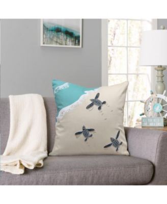 Leatherback Scurry-Embroidered Indoor Cotton Accent Throw Pillow Decor