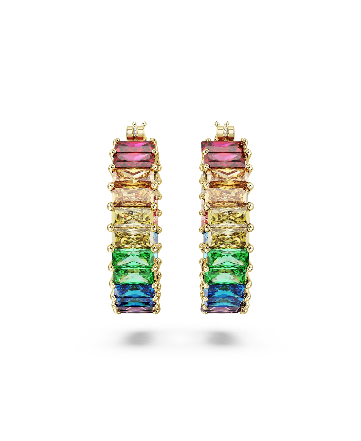 Shop Swarovski Multicolored Baguette Cut Gold-tone Plated Matrix Hoop Earrings