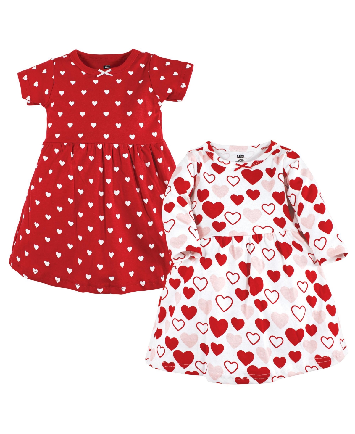 Hudson Baby Toddler Girls Cotton Dresses,Pink Hearts - Red
