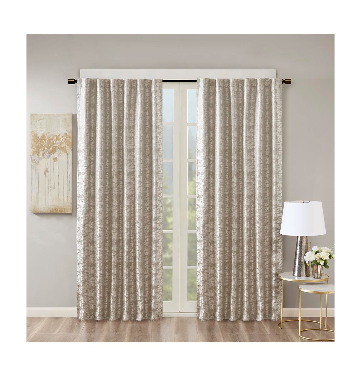 Cassius Jacquard Lined Total Blackout Rod Pocket/Back Tab Curtain Panel, 50"W x 84"L - Gold