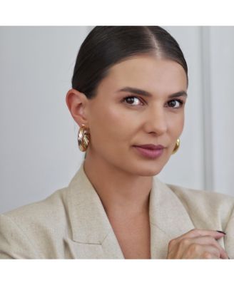 Classic Twisted Rope Braid Cable Light Weight Thick Big Hoop Earrings Yellow Gold Plated Brass 1.5 Inch