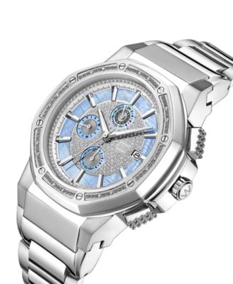 Men's Saxon Multifunction Silver Stainless Steel Watch, 48mm
