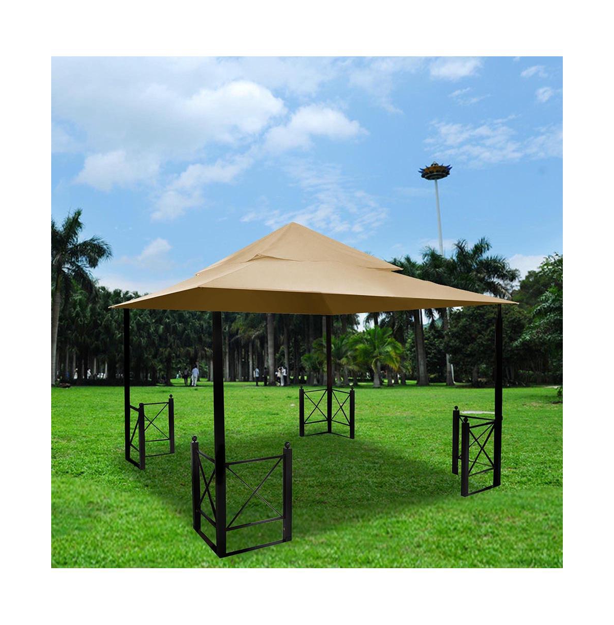 12'x12' Canopy Top Replacement Beige for 2-Tier Harbor Gazebo Patio Cover