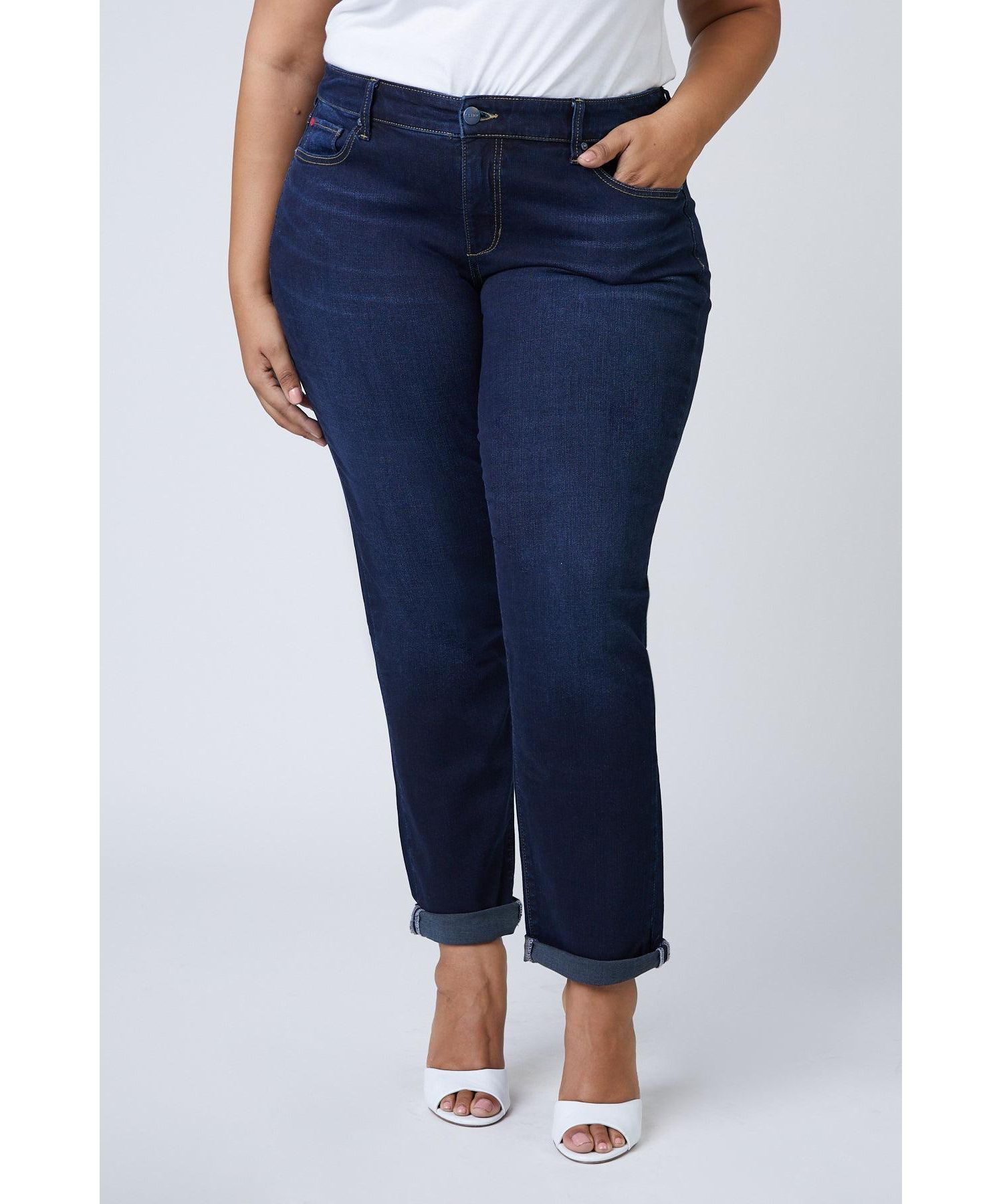 Plus Size Mid Rise Boyfriend Jeans