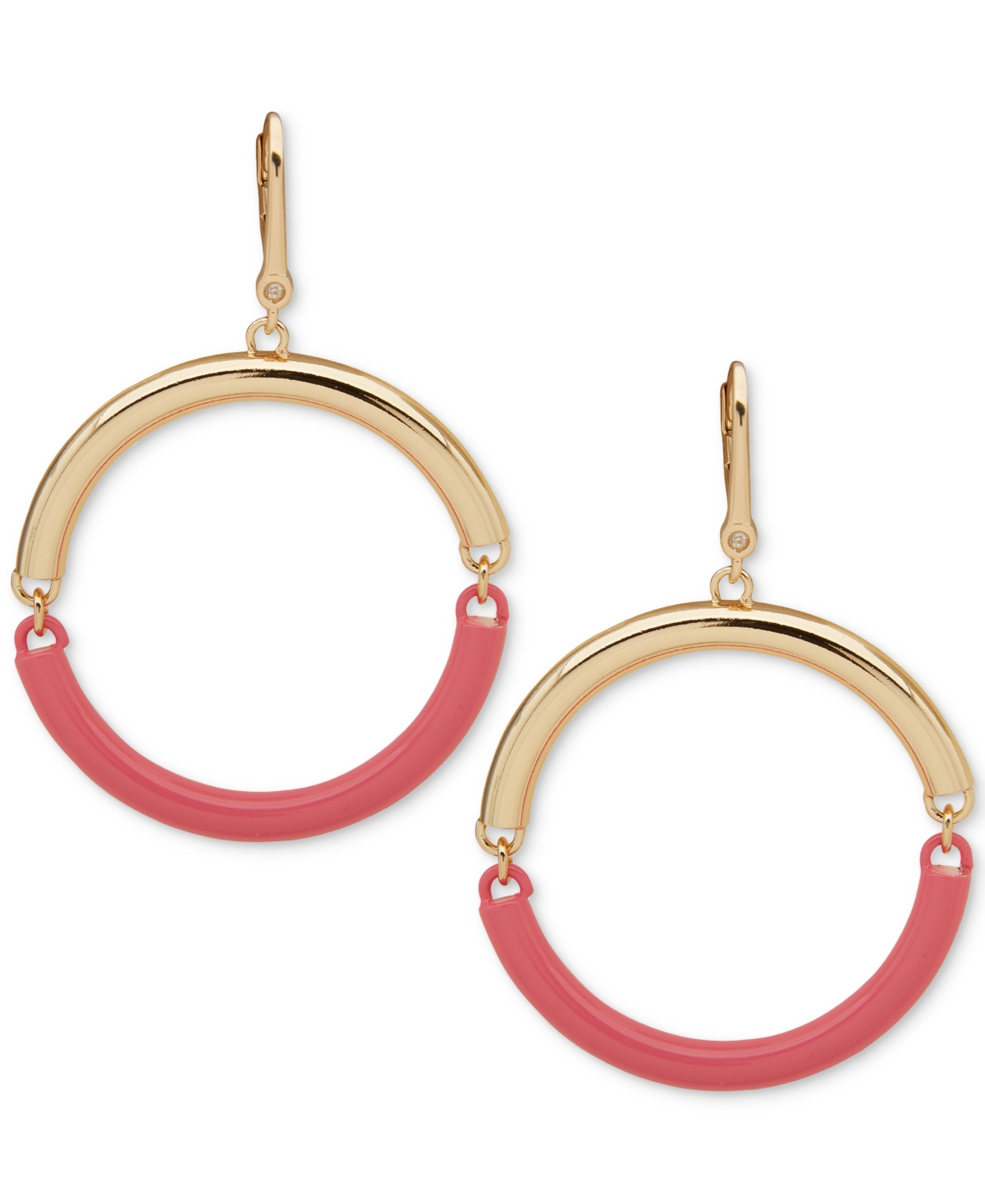 Dkny Gold-tone & Color Spit Hoop Drop Earrings