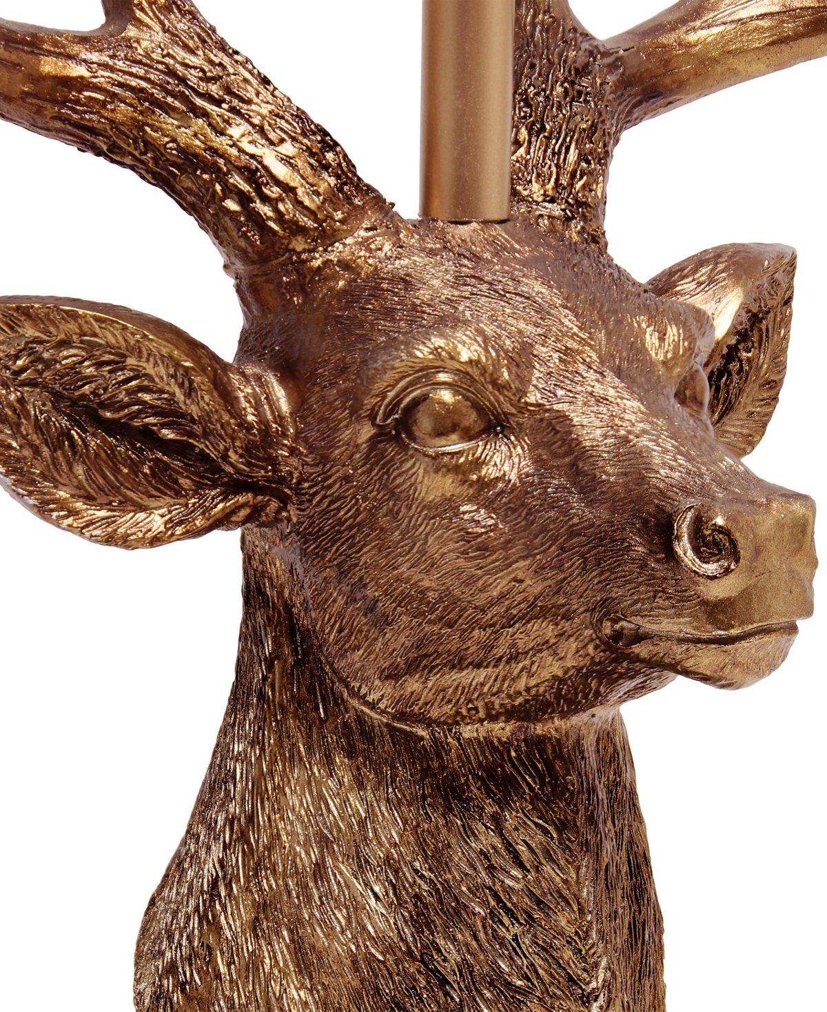 Simple Designs Woodland 17.25" Tall Rustic Antler Copper Deer Bedside Table Desk Lamp With Tapered White Fabric Sha In Copper
