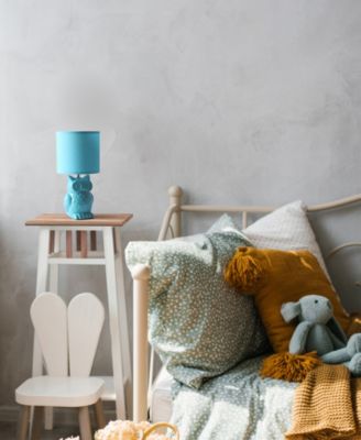 12.8" Tall Contemporary Ceramic Owl Bedside Table Desk Lamp with Matching Fabric Shade 