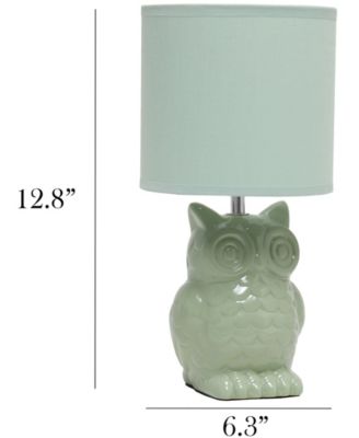12.8" Tall Contemporary Ceramic Owl Bedside Table Desk Lamp with Matching Fabric Shade 