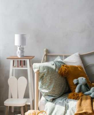 12.8" Tall Contemporary Ceramic Owl Bedside Table Desk Lamp with Matching Fabric Shade 