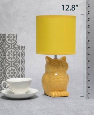 12.8" Tall Contemporary Ceramic Owl Bedside Table Desk Lamp with Matching Fabric Shade 