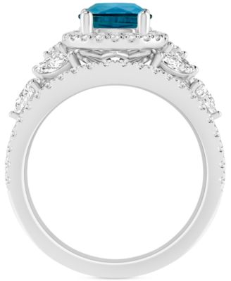 Swiss Blue Topaz (1 ct. t.w.) & Diamond (1 ct. t.w.) Bridal Set in 14k White Gold