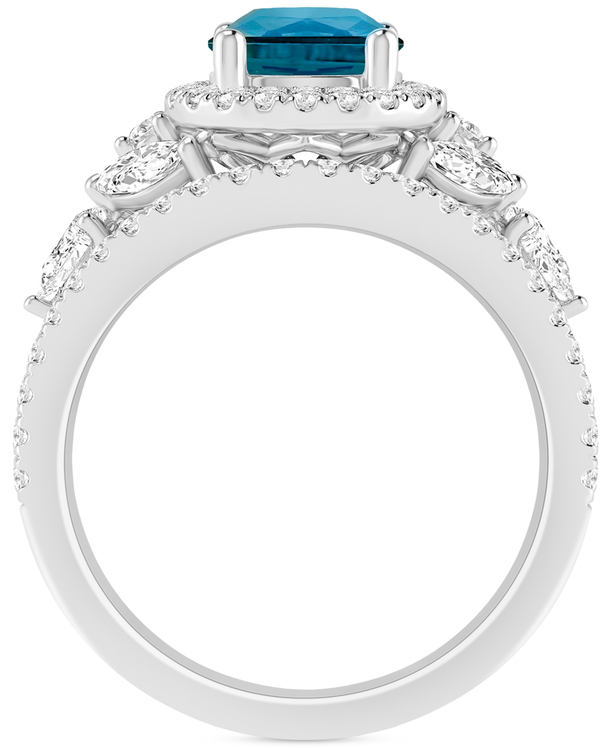 (1 ct. t.w.) & Diamond (1 ct. t.w.) Bridal Set in 14k White Gold - Swiss Blue Topaz