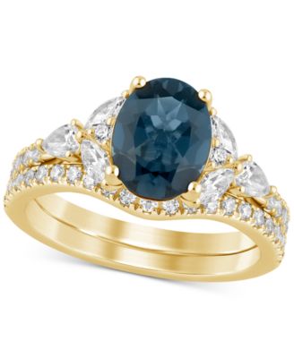 Macy's - London Blue Topaz (2 ct. t.w.) & Diamond (7/8 ct. t.w.) Bridal Set in 14k Gold