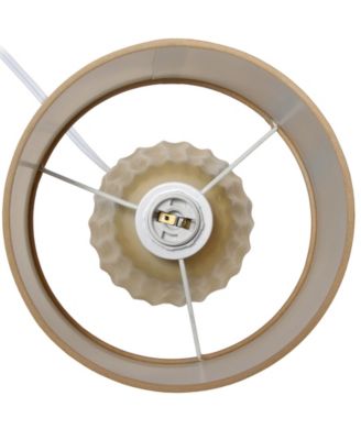 11.02" Traditional Mini Modern Ceramic Texture Pastel Accent Bedside Table Desk Lamp with Matching Fabric Shade 