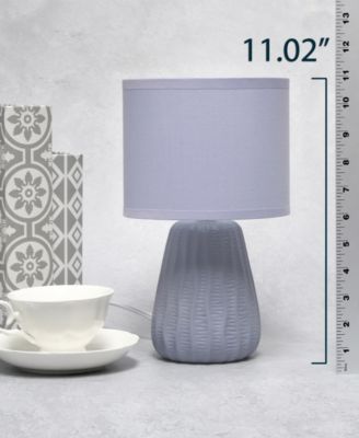11.02" Traditional Mini Modern Ceramic Texture Pastel Accent Bedside Table Desk Lamp with Matching Fabric Shade 