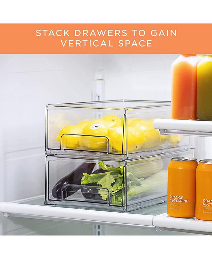 Sorbus Clear Stackable Pull-Out Refrigerator Organizer Bins (2 Pack ...