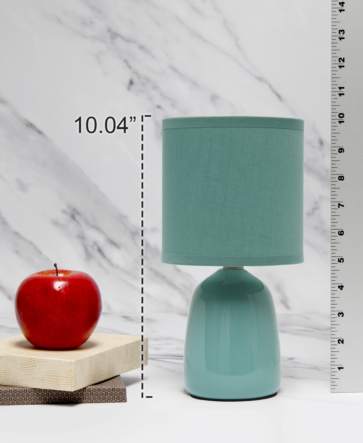 Simple Designs 10.04" Tall Traditional Ceramic Thimble Base Bedside Table Desk Lamp with Matching Fabric Shade