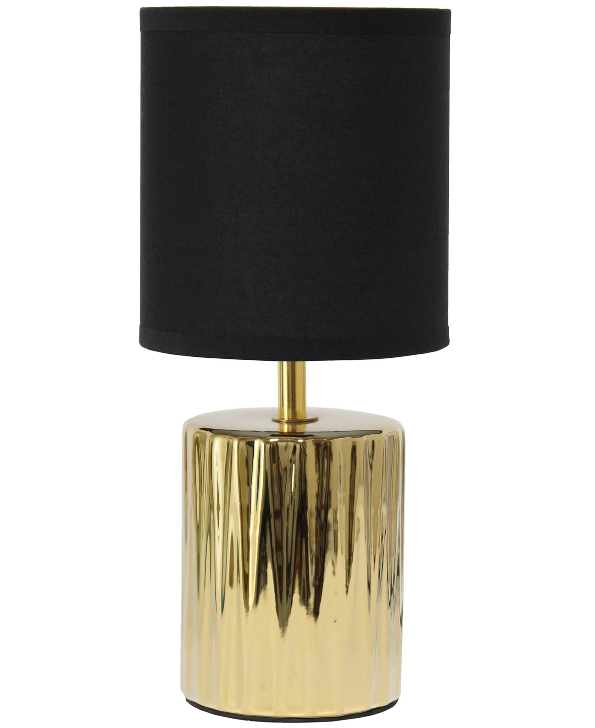 Shop Simple Designs 11.61" Tall Contemporary Ruffled Metallic Gold Capsule Bedside Table Desk Lamp With Black Drum Fabri