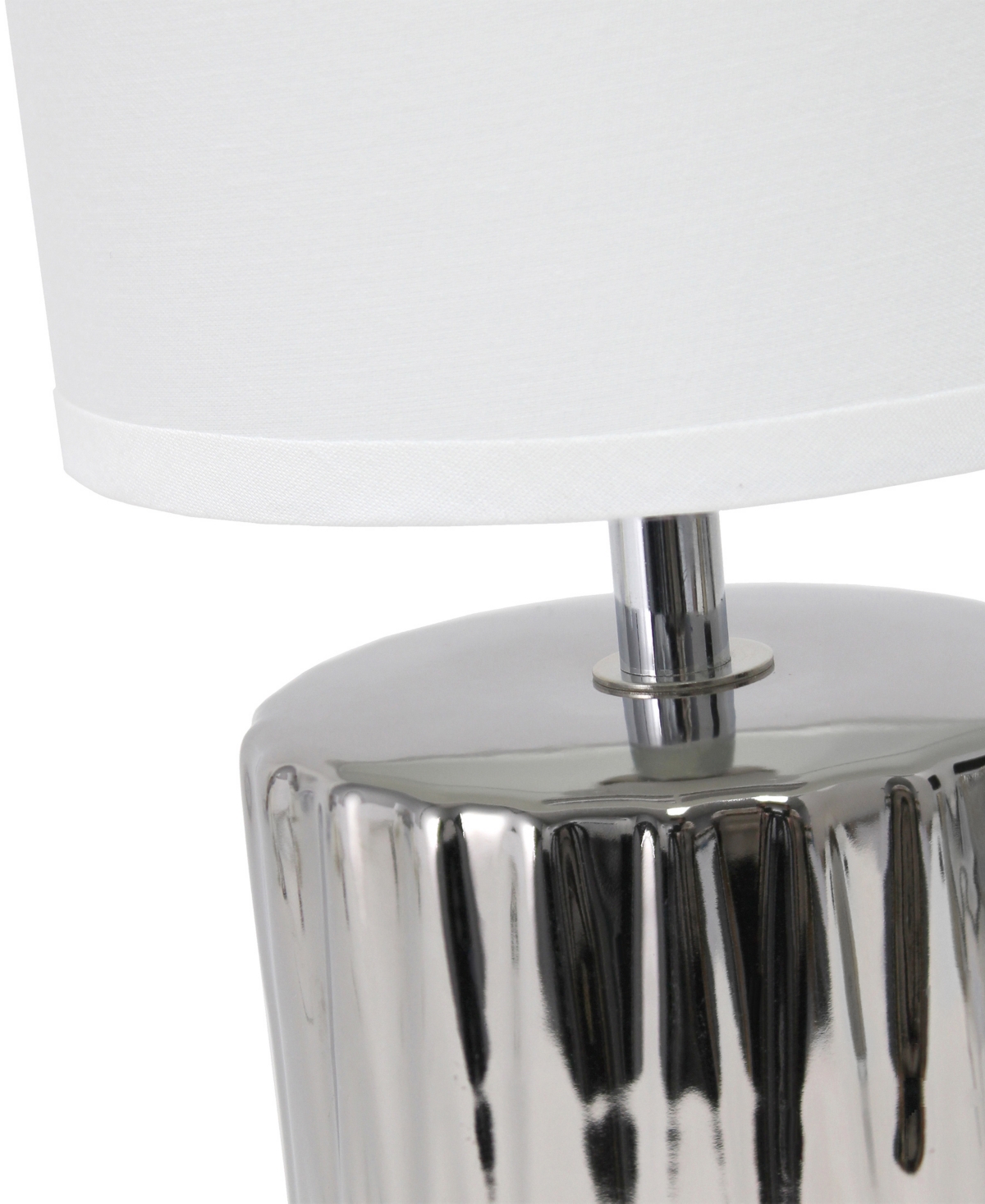 Simple Designs 11.61" Tall Contemporary Ruffled Metallic Gold Capsule Bedside Table Desk Lamp With Black Drum Fabri In Chrome
