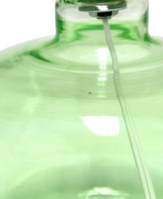 Glass Table Lamp with Fabric Shade, Green with White Shade