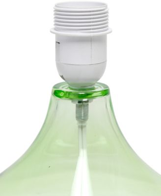 Glass Raindrop Table Lamp with Fabric Shade, Green with White Shade