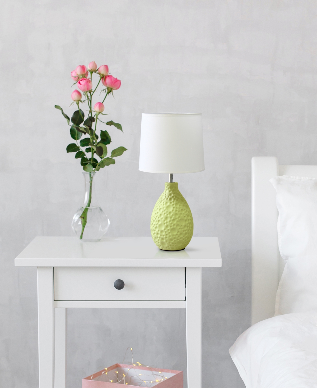 Creekwood Home Essentix 14.17" Traditional Ceramic Textured Thumbprint Tear Drop Shaped Table Desk Lamp