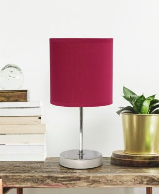 Nauru 11.81" Traditional Petite Metal Stick Bedside Table Desk Lamp in Chrome with Fabric Drum Shade
