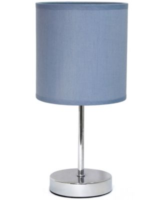 Nauru 11.81" Traditional Petite Metal Stick Bedside Table Desk Lamp in Chrome with Fabric Drum Shade