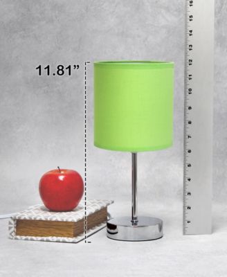 Nauru 11.81" Traditional Petite Metal Stick Bedside Table Desk Lamp in Chrome with Fabric Drum Shade