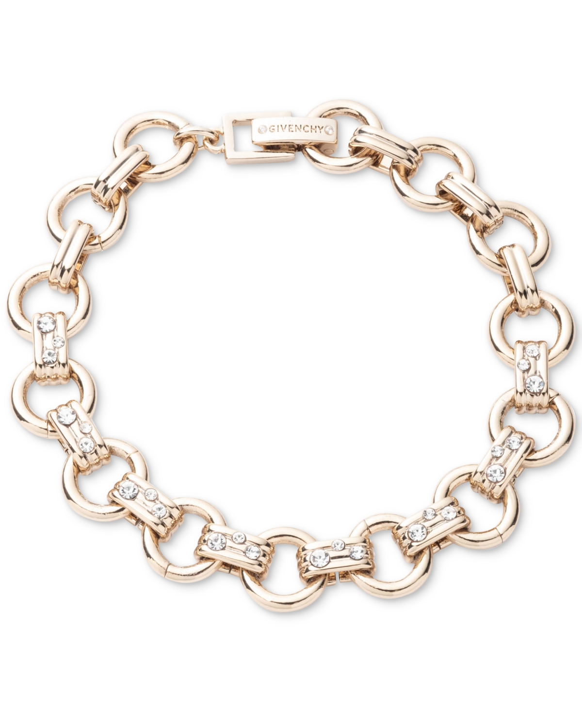 Shop Givenchy Gold-tone Crystal Round Link Flex Bracelet In Crystal Wh