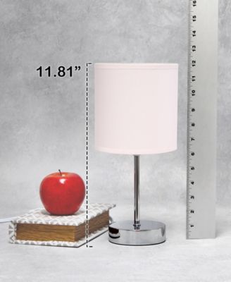 Nauru 11.81" Traditional Petite Metal Stick Bedside Table Desk Lamp in Chrome with Fabric Drum Shade