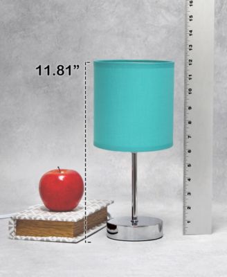 Nauru 11.81" Traditional Petite Metal Stick Bedside Table Desk Lamp in Chrome with Fabric Drum Shade