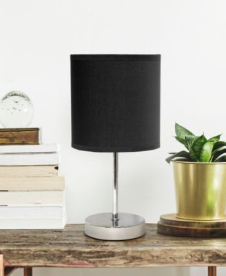 Nauru 11.81" Traditional Petite Metal Stick Bedside Table Desk Lamp in Chrome with Fabric Drum Shade