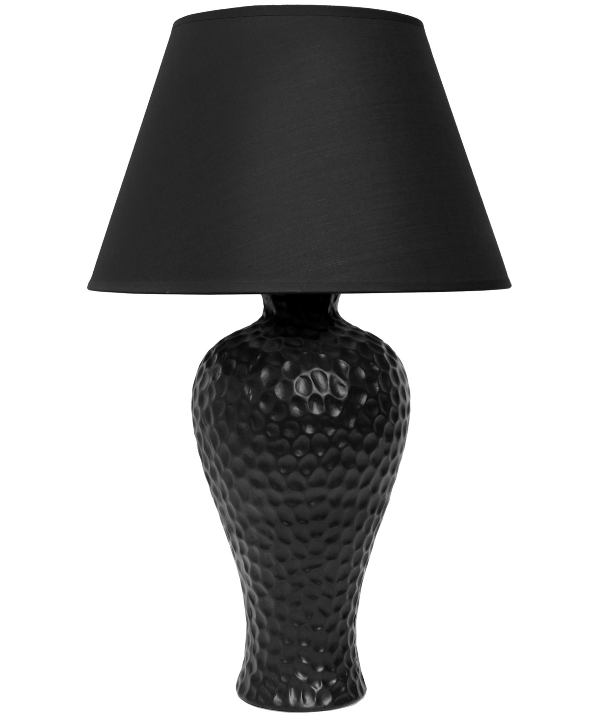 Shop Creekwood Home Essentix 20.08" Traditional Ceramic Textured Imprint Winding Table Desk Lamp With Empire Fabric Shad In Black