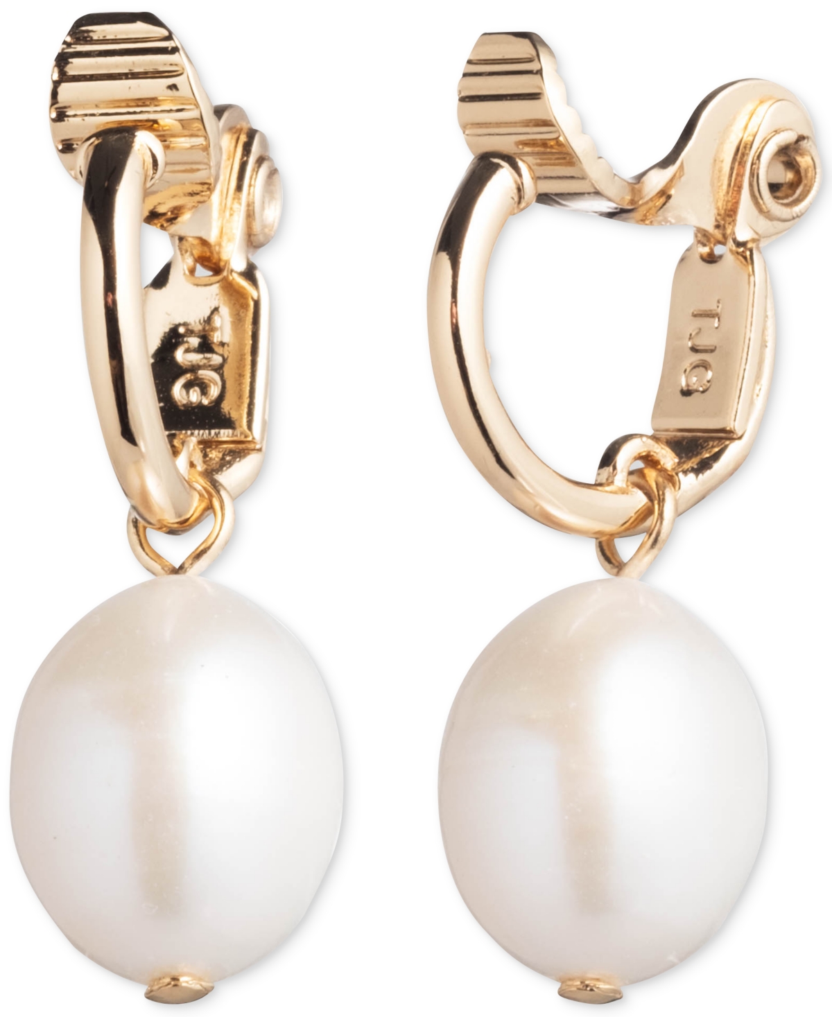 Shop Lauren Ralph Lauren Gold-tone White Freshwater Pearl (12mm) Drop Clip On Earrings