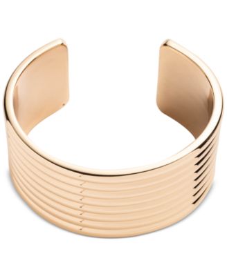 Lauren Ralph Lauren - Gold-Tone Wide Ribbed Cuff Bracelet