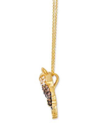 Chocolate Ombr&eacute; Diamond Horse Adjustable 20" Pendant Necklace (1/2 ct. t.w.) in 14k Gold