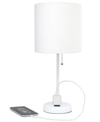 Oslo 19.5" Contemporary Bedside Standard Metal Table Desk Lamp with White Drum Fabric Shade 
