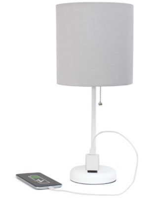 Oslo 19.5" Contemporary Bedside Standard Metal Table Desk Lamp with White Drum Fabric Shade 