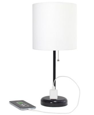 Oslo 19.5" Contemporary Bedside Standard Metal Table Desk Lamp with White Drum Fabric Shade 