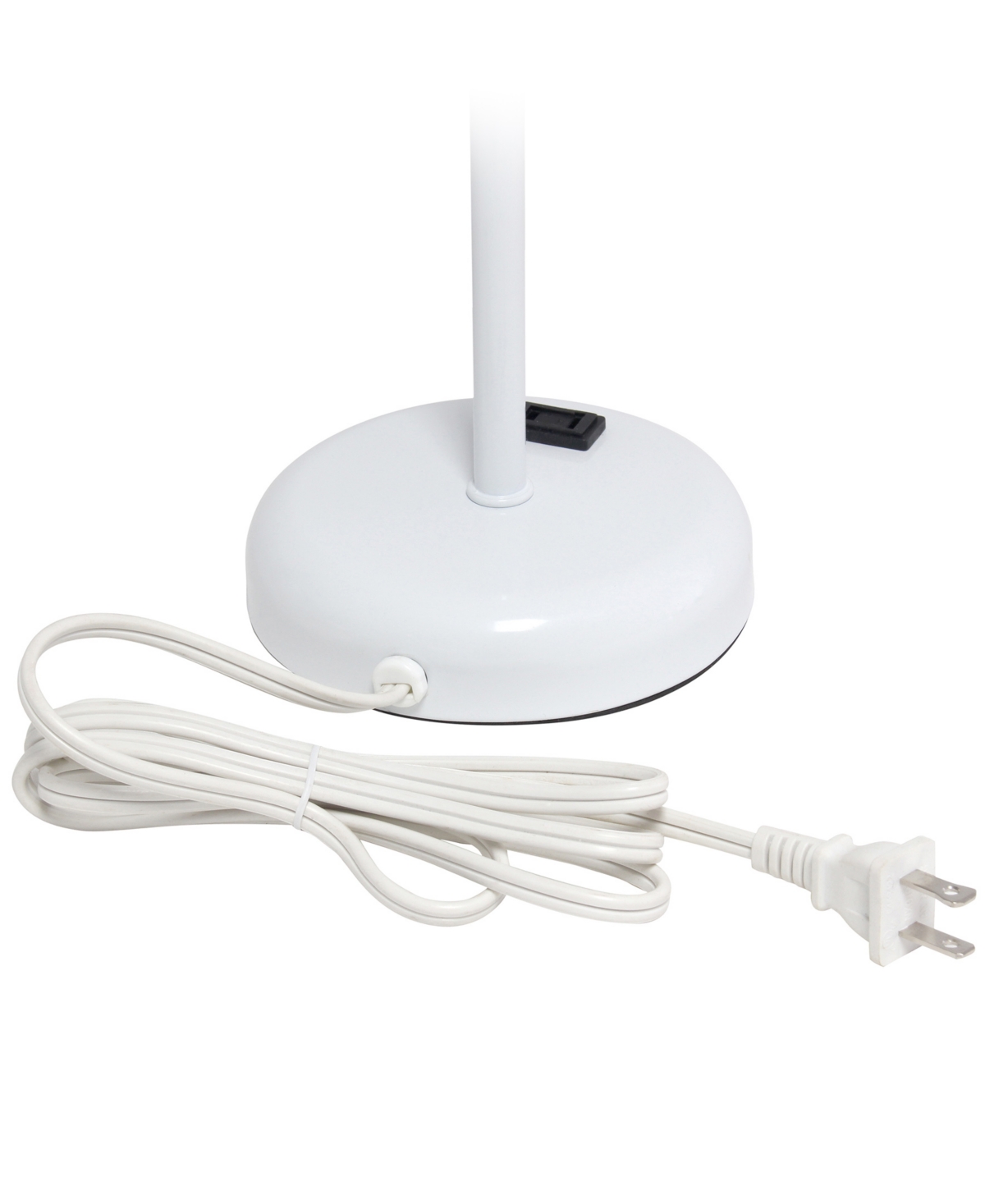Creekwood Home Oslo 19.5" Contemporary Bedside Standard Metal Table Desk Lamp With White Drum Fabric Shade In White