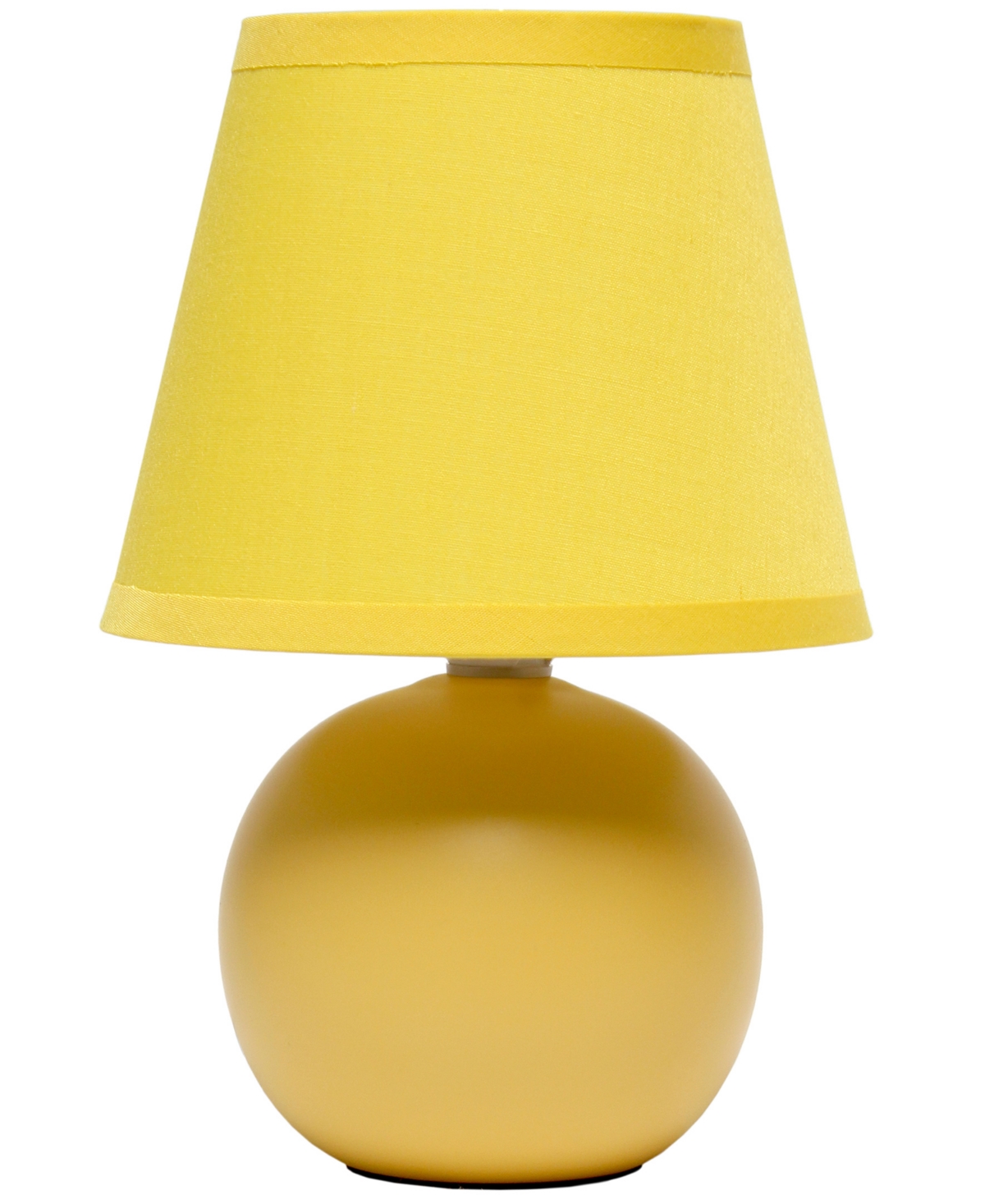 Shop Creekwood Home Nauru 8.66" Traditional Petite Ceramic Orb Bedside Table Desk Lamp With Tapered Drum Fabric Shade In Yellow