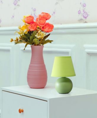 Nauru 8.66" Traditional Petite Ceramic Orb Bedside Table Desk Lamp with Tapered Drum Fabric Shade