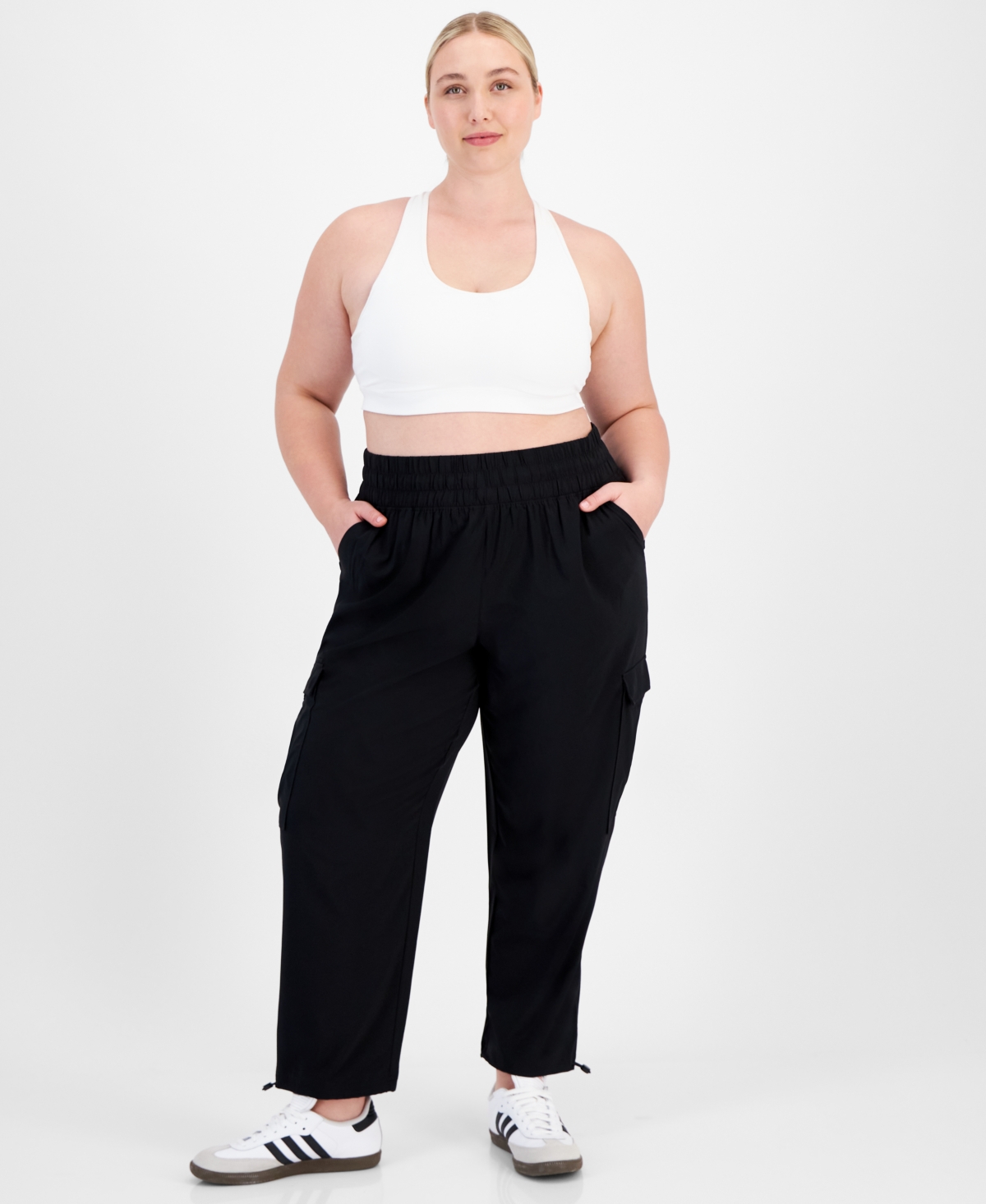 Id Ideology Plus Size Commuter Cargo Pants, Created For Macy's In Tartan Blue