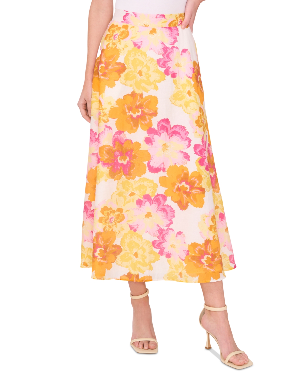 Women's Floral A-Line Midi Skirt - Radiant Yellow